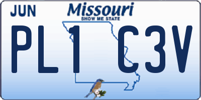 MO license plate PL1C3V