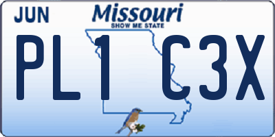 MO license plate PL1C3X
