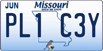 MO license plate PL1C3Y