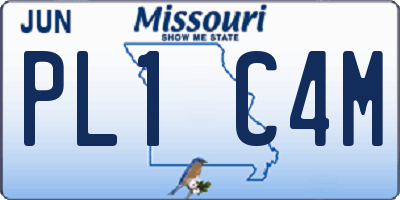 MO license plate PL1C4M