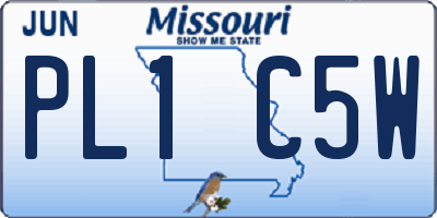 MO license plate PL1C5W