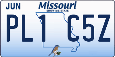 MO license plate PL1C5Z