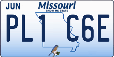 MO license plate PL1C6E