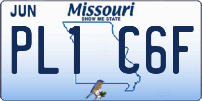 MO license plate PL1C6F