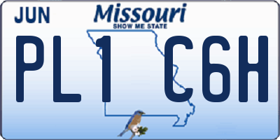 MO license plate PL1C6H