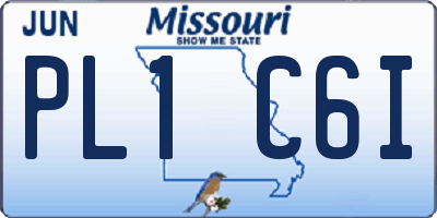 MO license plate PL1C6I