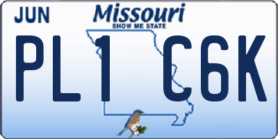 MO license plate PL1C6K