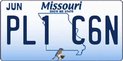 MO license plate PL1C6N