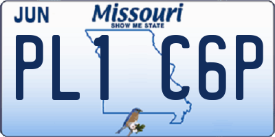 MO license plate PL1C6P