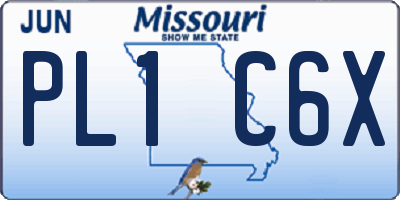 MO license plate PL1C6X