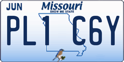 MO license plate PL1C6Y