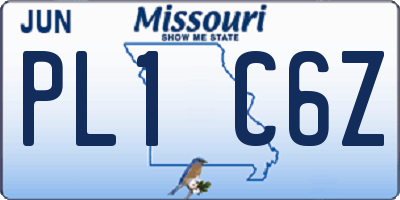 MO license plate PL1C6Z