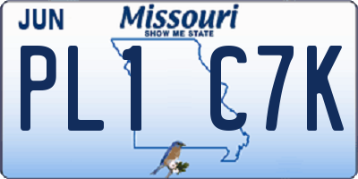 MO license plate PL1C7K