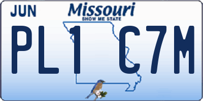 MO license plate PL1C7M