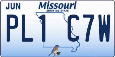 MO license plate PL1C7W
