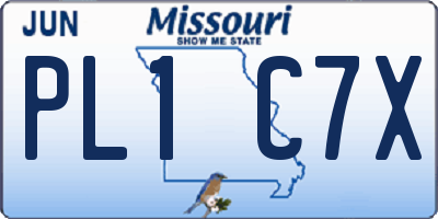 MO license plate PL1C7X