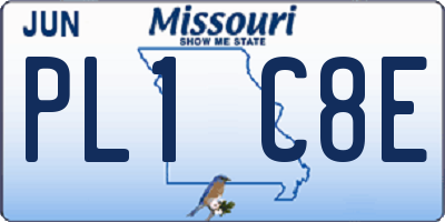 MO license plate PL1C8E