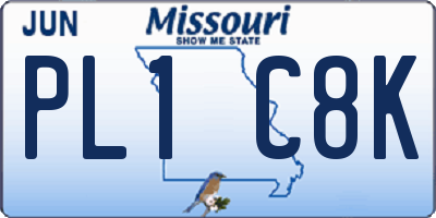 MO license plate PL1C8K