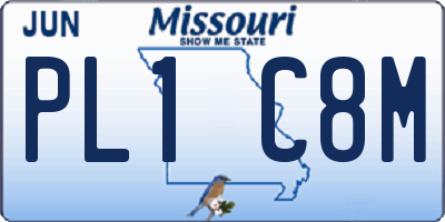 MO license plate PL1C8M