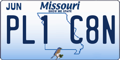 MO license plate PL1C8N