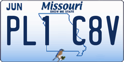 MO license plate PL1C8V