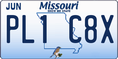 MO license plate PL1C8X