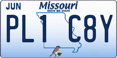 MO license plate PL1C8Y