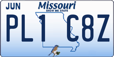 MO license plate PL1C8Z
