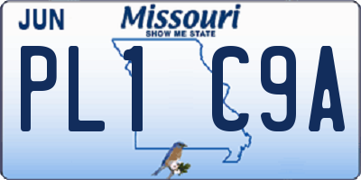 MO license plate PL1C9A