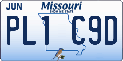 MO license plate PL1C9D