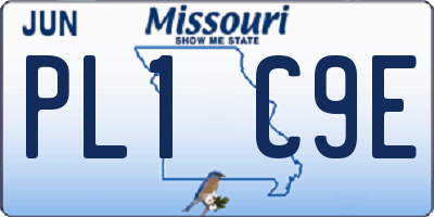 MO license plate PL1C9E