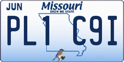 MO license plate PL1C9I