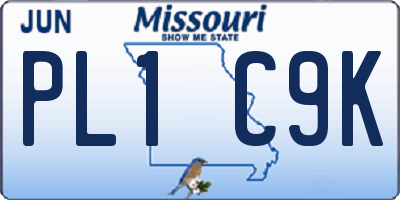 MO license plate PL1C9K
