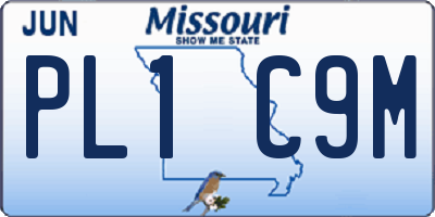 MO license plate PL1C9M