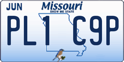MO license plate PL1C9P