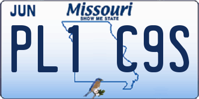 MO license plate PL1C9S