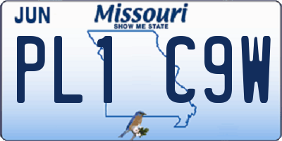 MO license plate PL1C9W