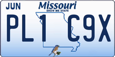 MO license plate PL1C9X