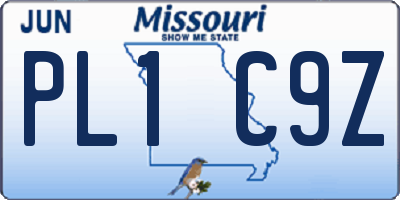 MO license plate PL1C9Z
