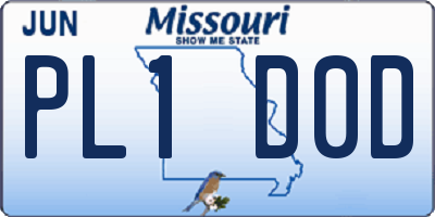 MO license plate PL1D0D