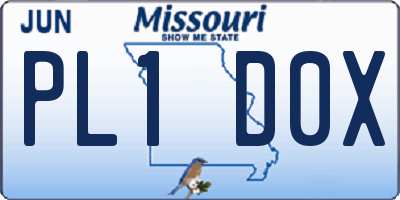 MO license plate PL1D0X