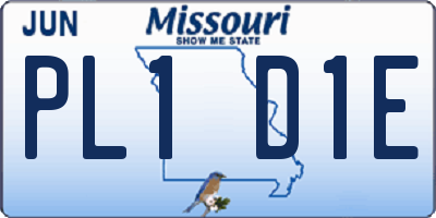 MO license plate PL1D1E