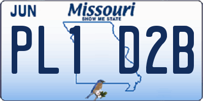 MO license plate PL1D2B