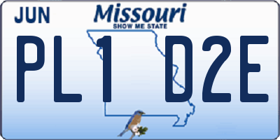 MO license plate PL1D2E