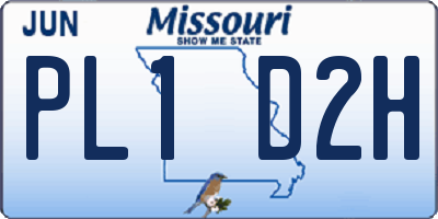 MO license plate PL1D2H