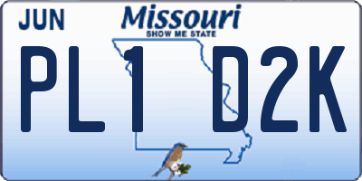 MO license plate PL1D2K