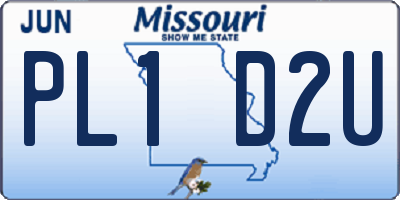 MO license plate PL1D2U