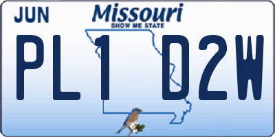 MO license plate PL1D2W