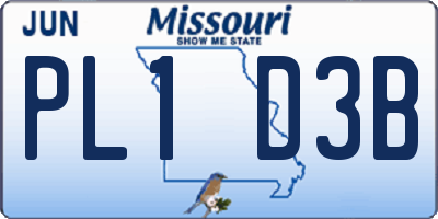 MO license plate PL1D3B