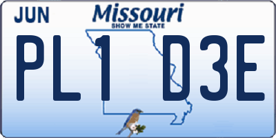 MO license plate PL1D3E